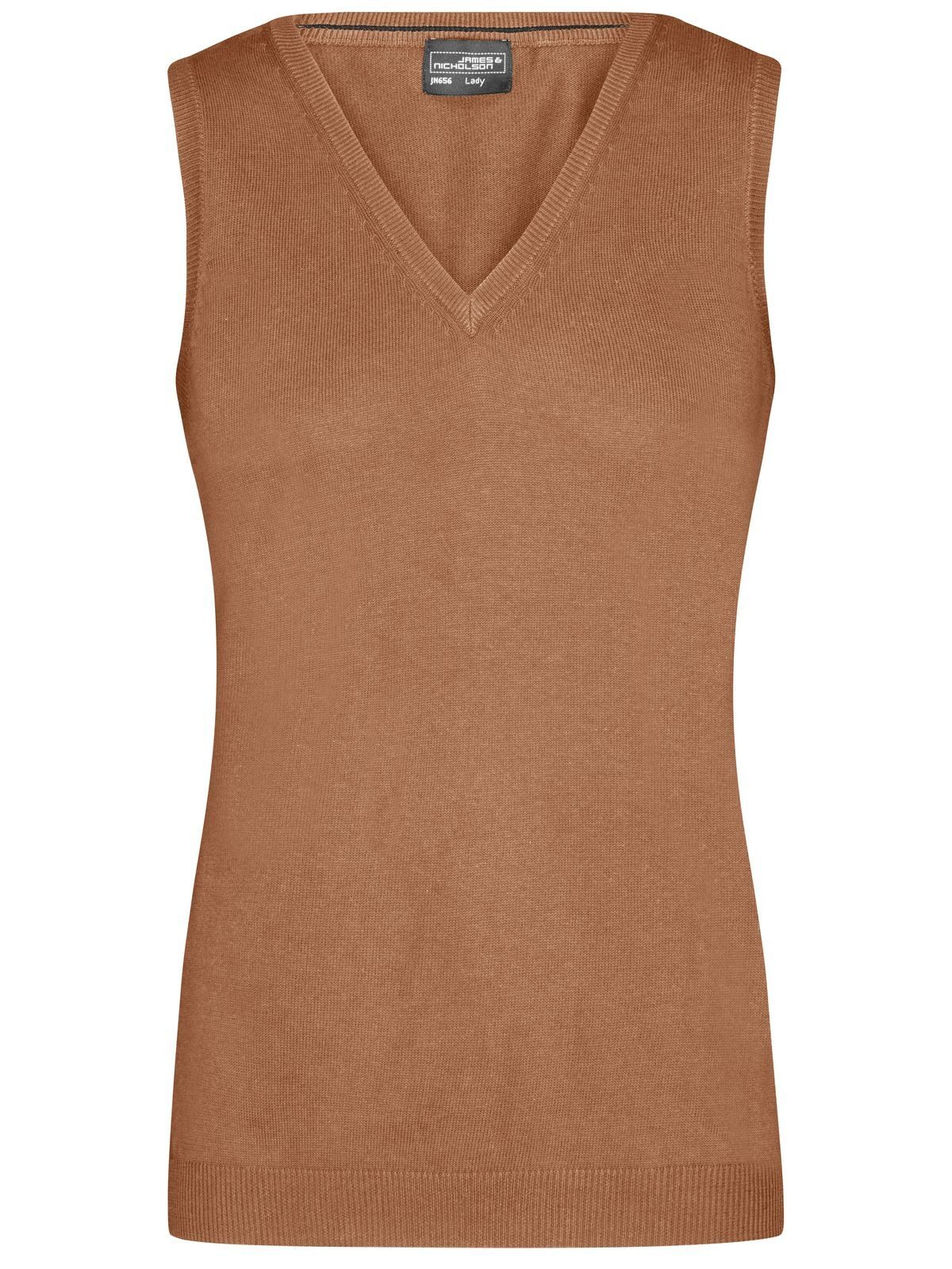 Jersey de cuello en V para mujer - CA - Camel
