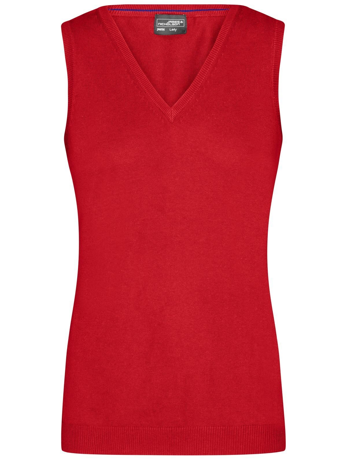 Jersey de cuello en V para mujer - RD - Rojo