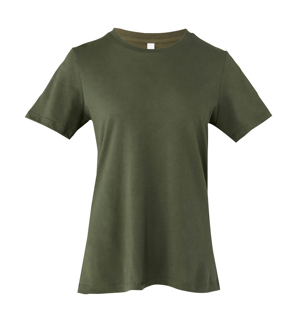Camiseta de manga corta de punto relajado para mujer - 00274 - Verde militar