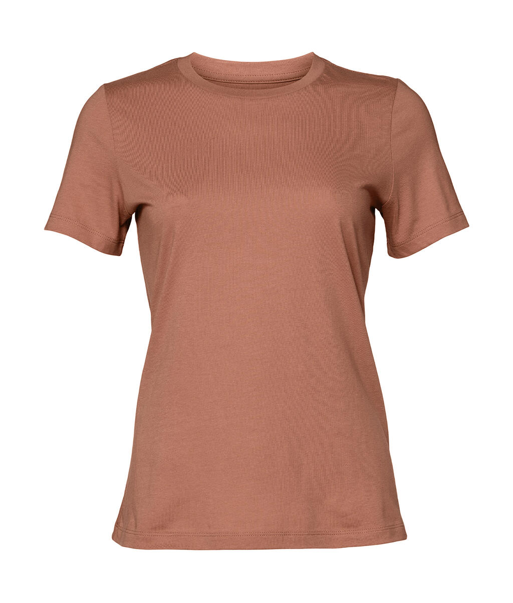 Camiseta de manga corta de punto relajado para mujer - Terracota