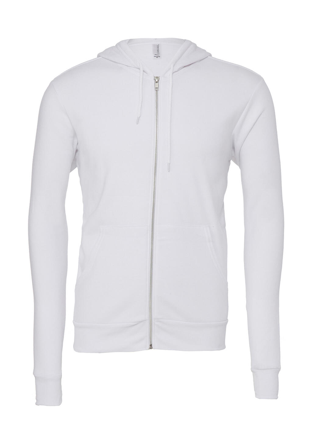 Sudadera con capucha unisex de felpa de poliéster y algodón con cremallera completa - WH - Blanco