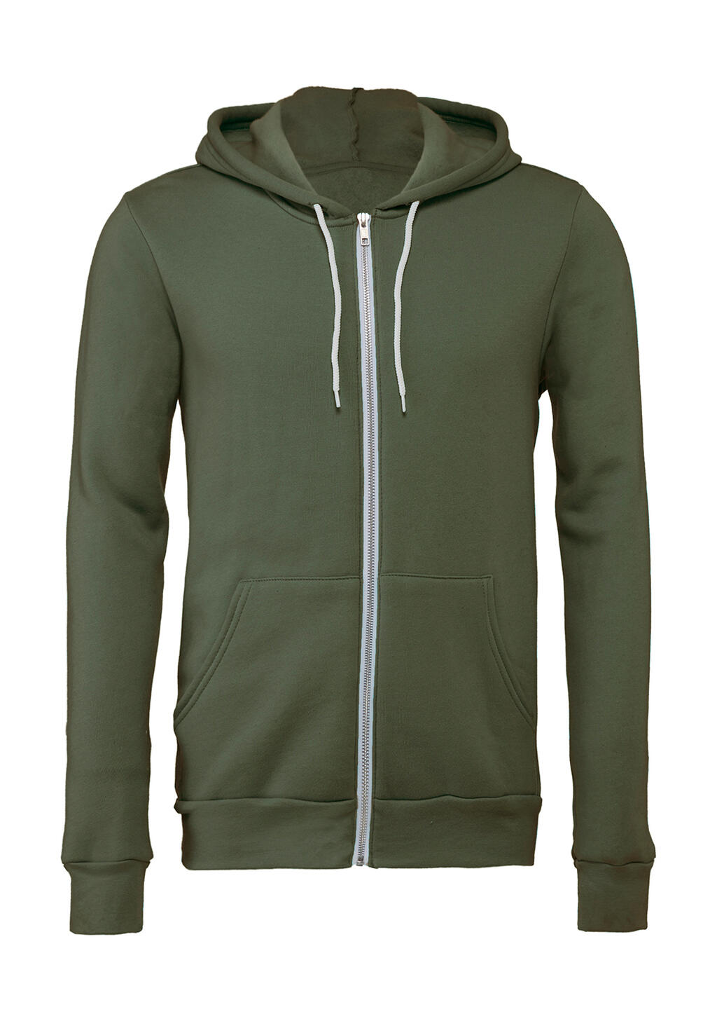 Sudadera con capucha unisex de felpa de poliéster y algodón con cremallera completa - 00274 - Verde militar