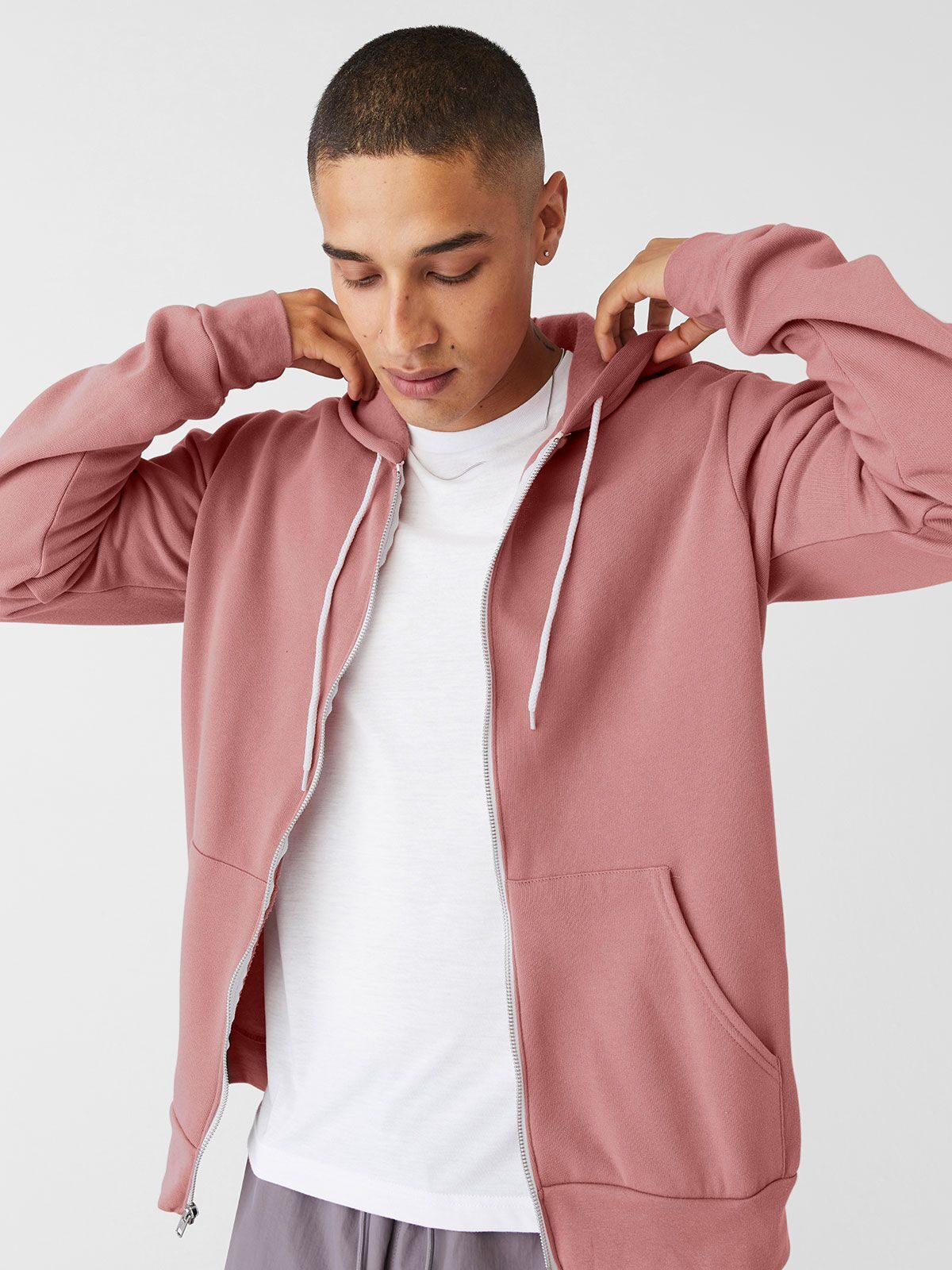 Sudadera con capucha unisex de felpa de poliéster y algodón con cremallera completa