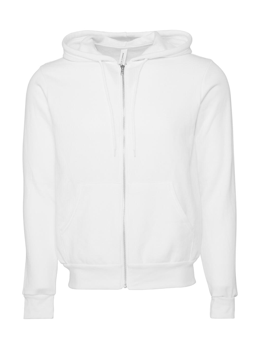 Sudadera con capucha unisex de felpa de poliéster y algodón con cremallera completa - Blanco DTG