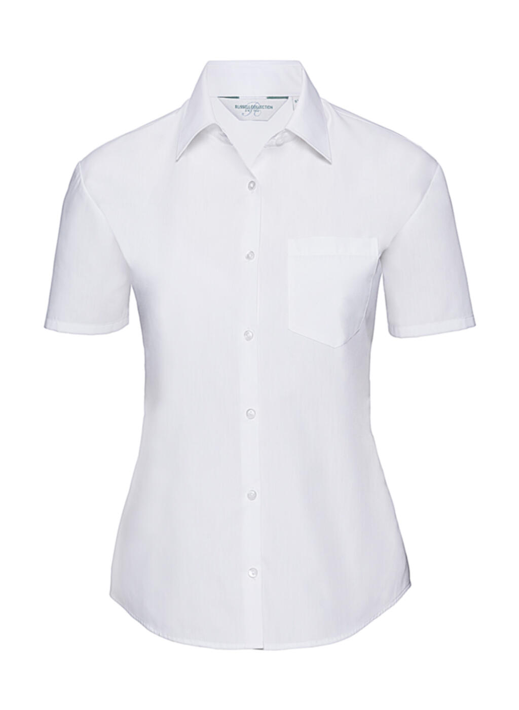Camisa clásica de popelina de polialgodón de manga corta para mujer - 30 - Blanco