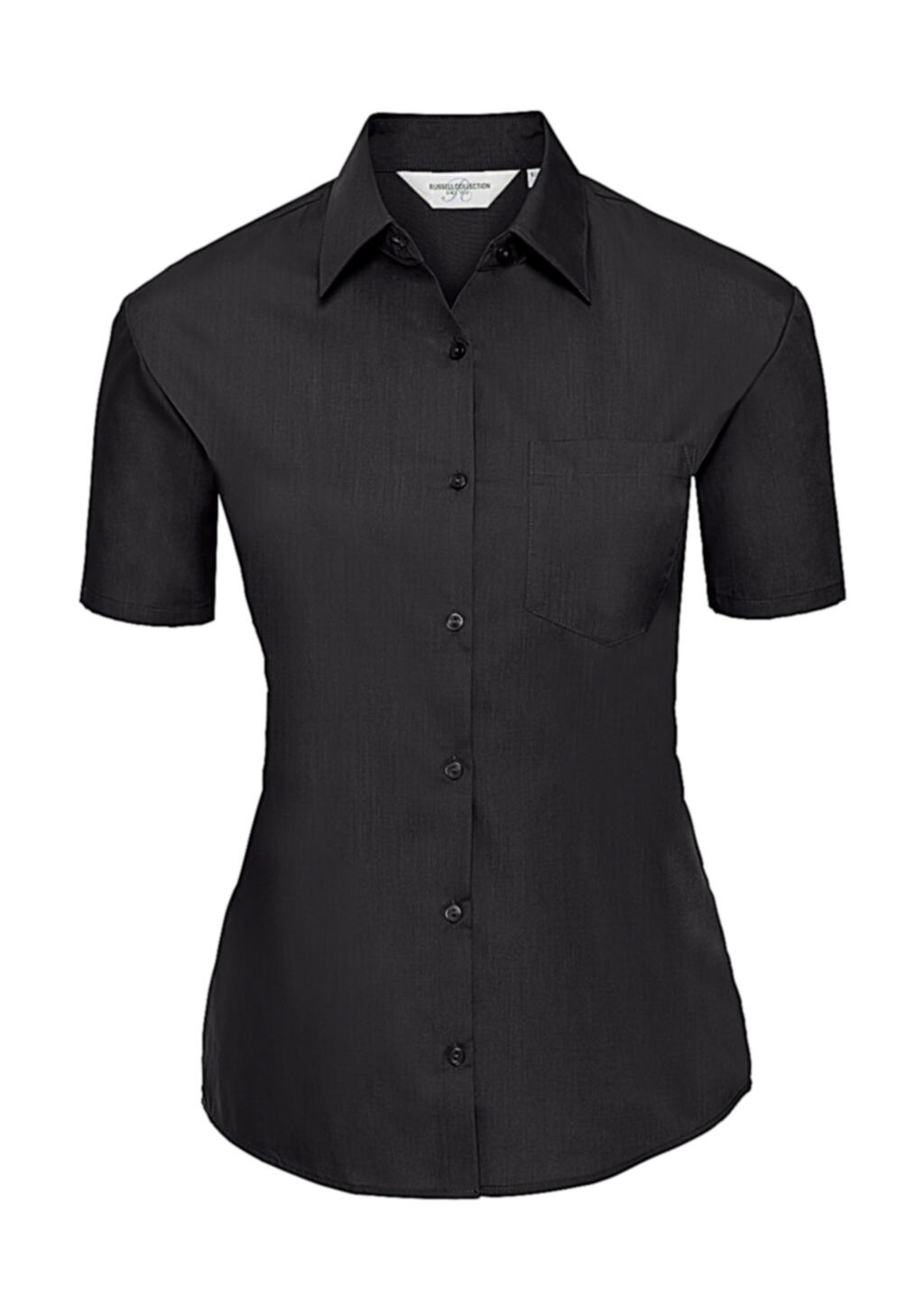 Camisa clásica de popelina de polialgodón de manga corta para mujer - 36 - Negro