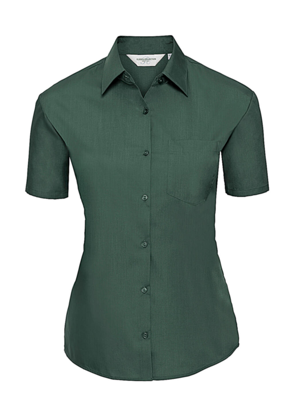 Camisa clásica de popelina de polialgodón de manga corta para mujer - 38 - Verde botella