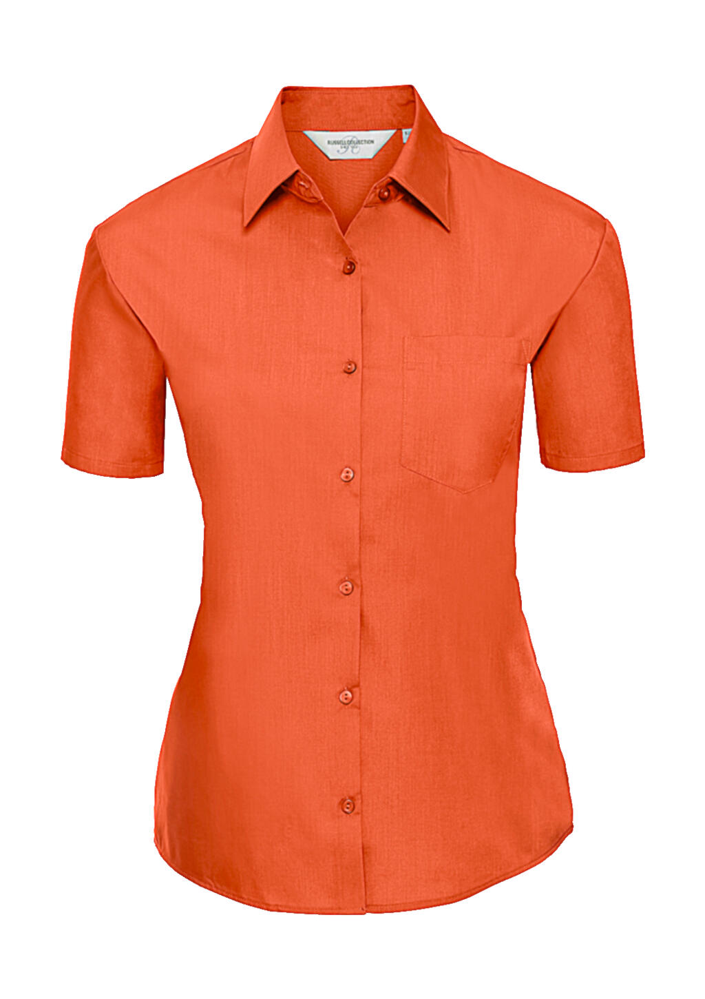 Camisa clásica de popelina de polialgodón de manga corta para mujer - 44 - Naranja