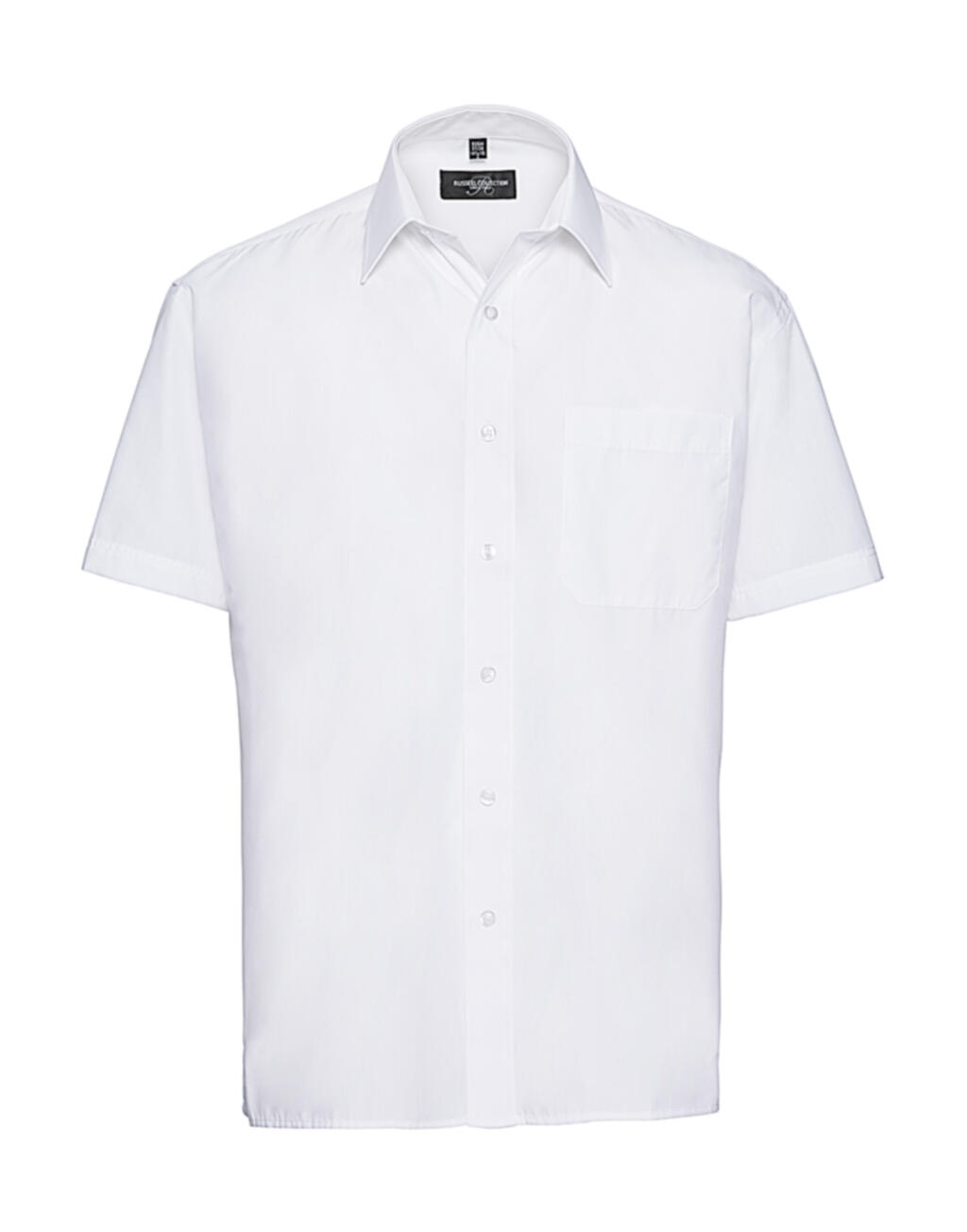 Camisa clásica de popelina de polialgodón de manga corta para hombre - 30 - Blanco