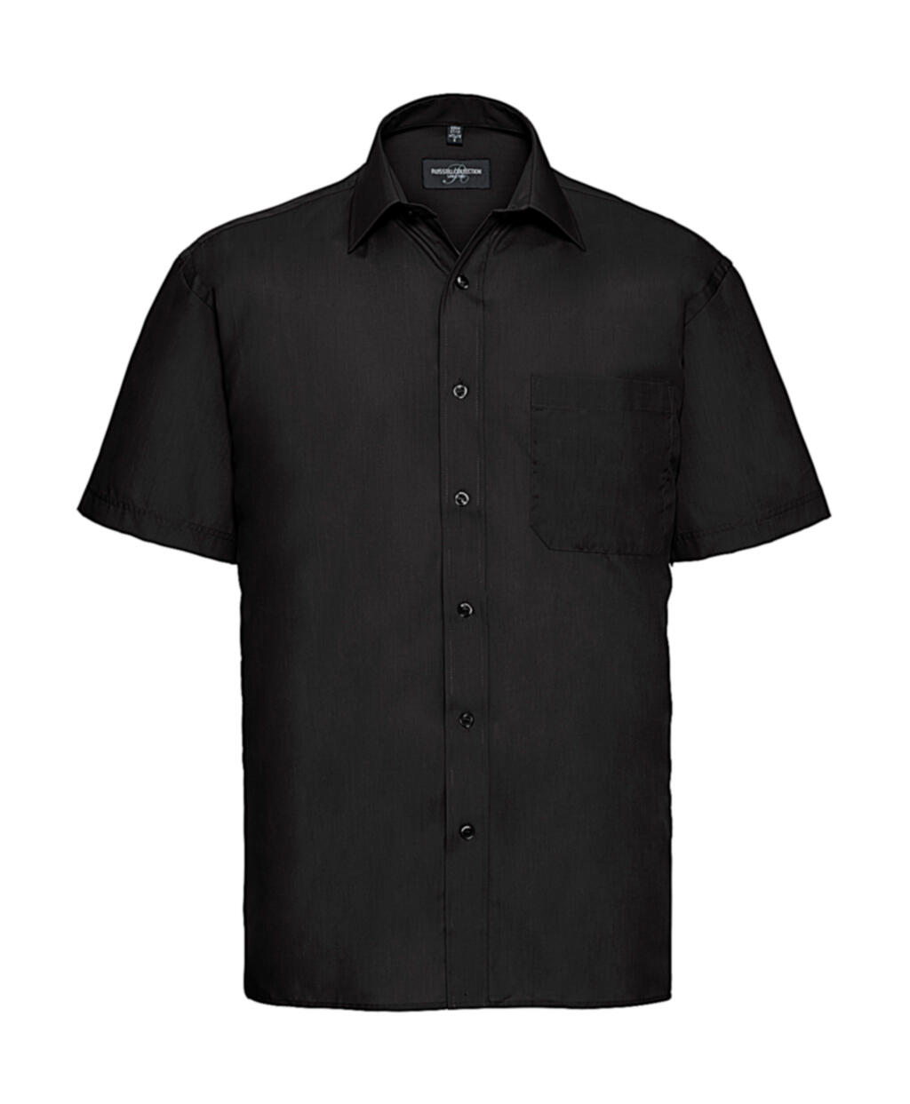 Camisa clásica de popelina de polialgodón de manga corta para hombre - 36 - Negro