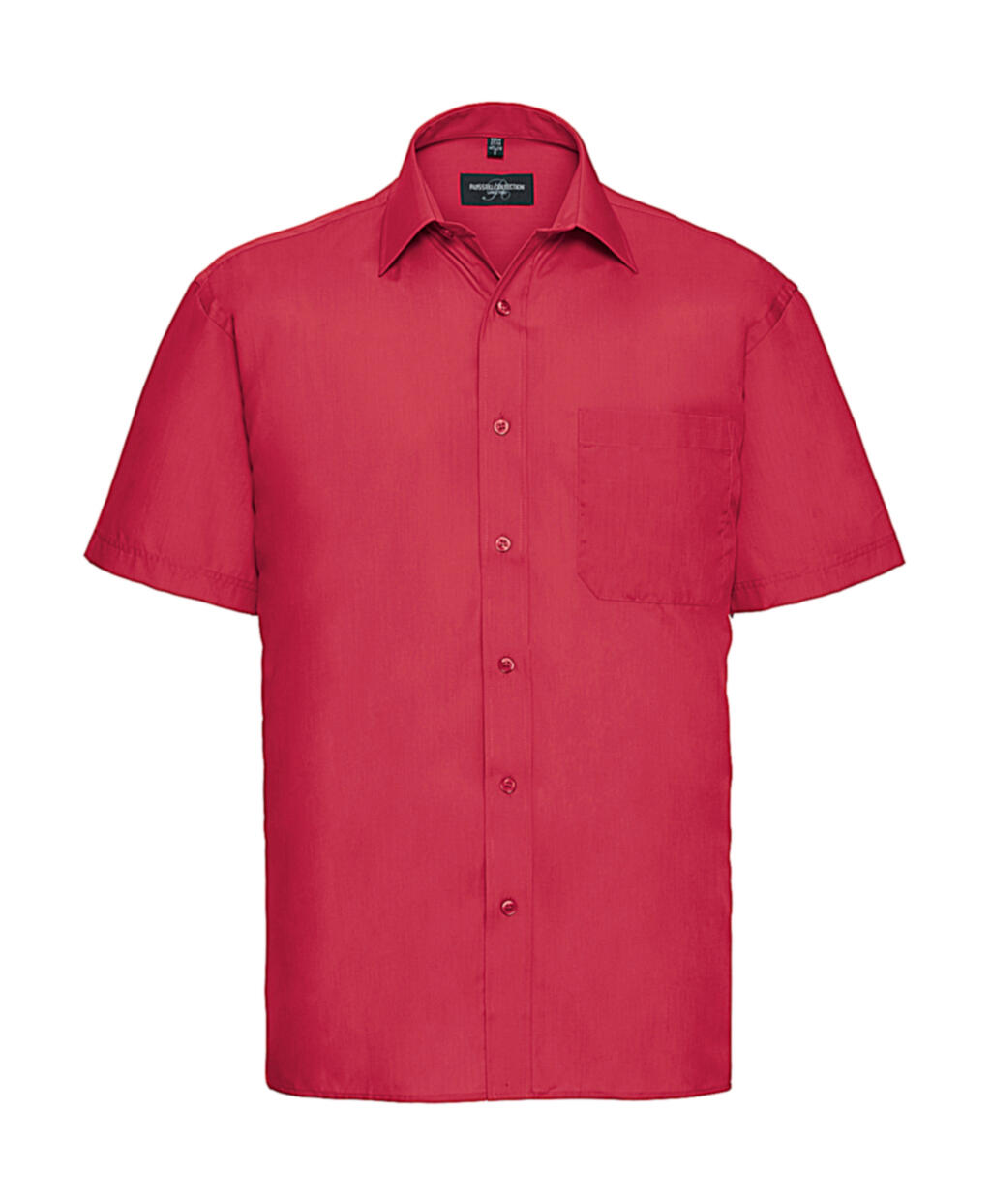 Camisa clásica de popelina de polialgodón de manga corta para hombre - CR - Rojo Clásico