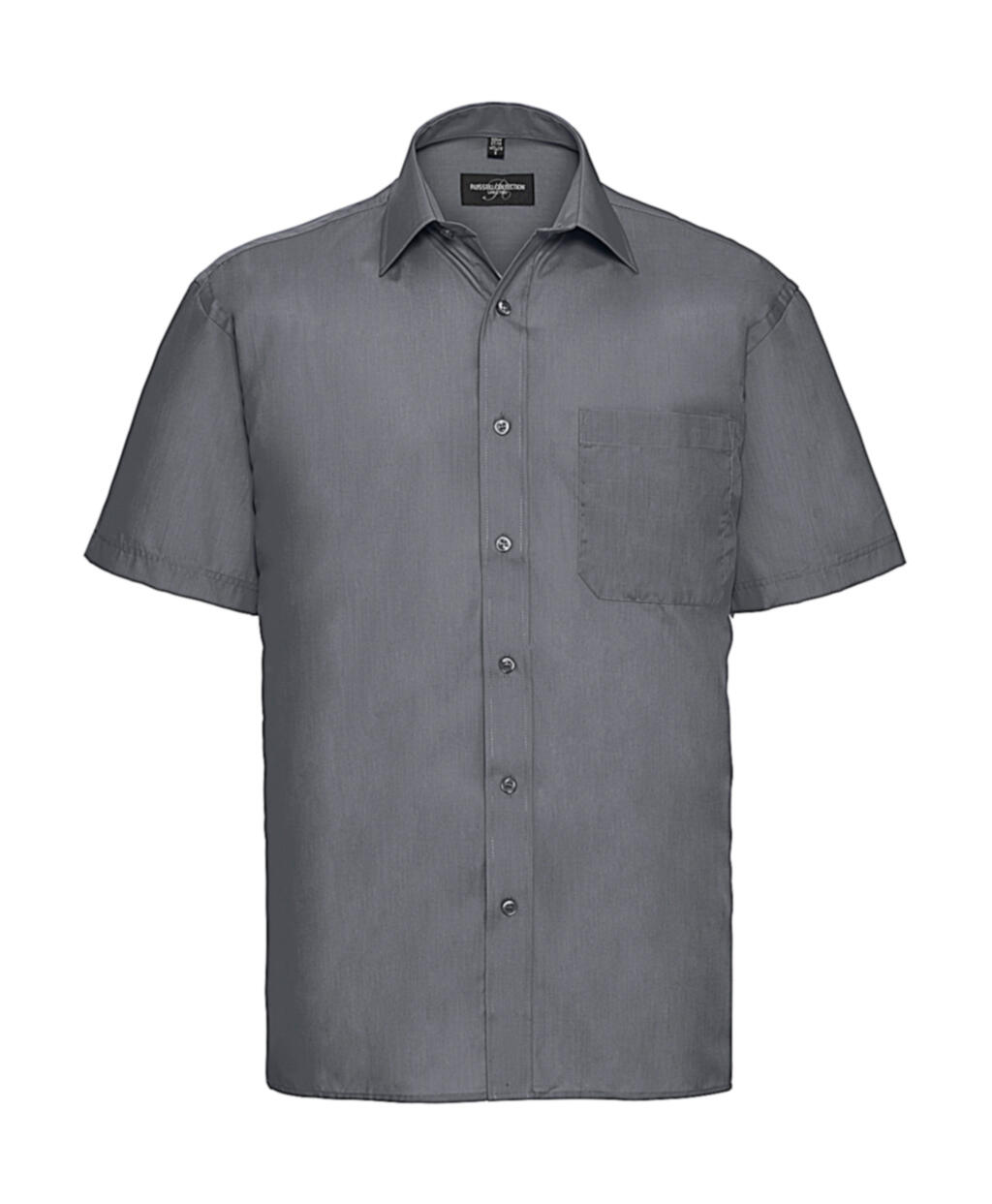 Camisa clásica de popelina de polialgodón de manga corta para hombre - CG - Gris Convoy