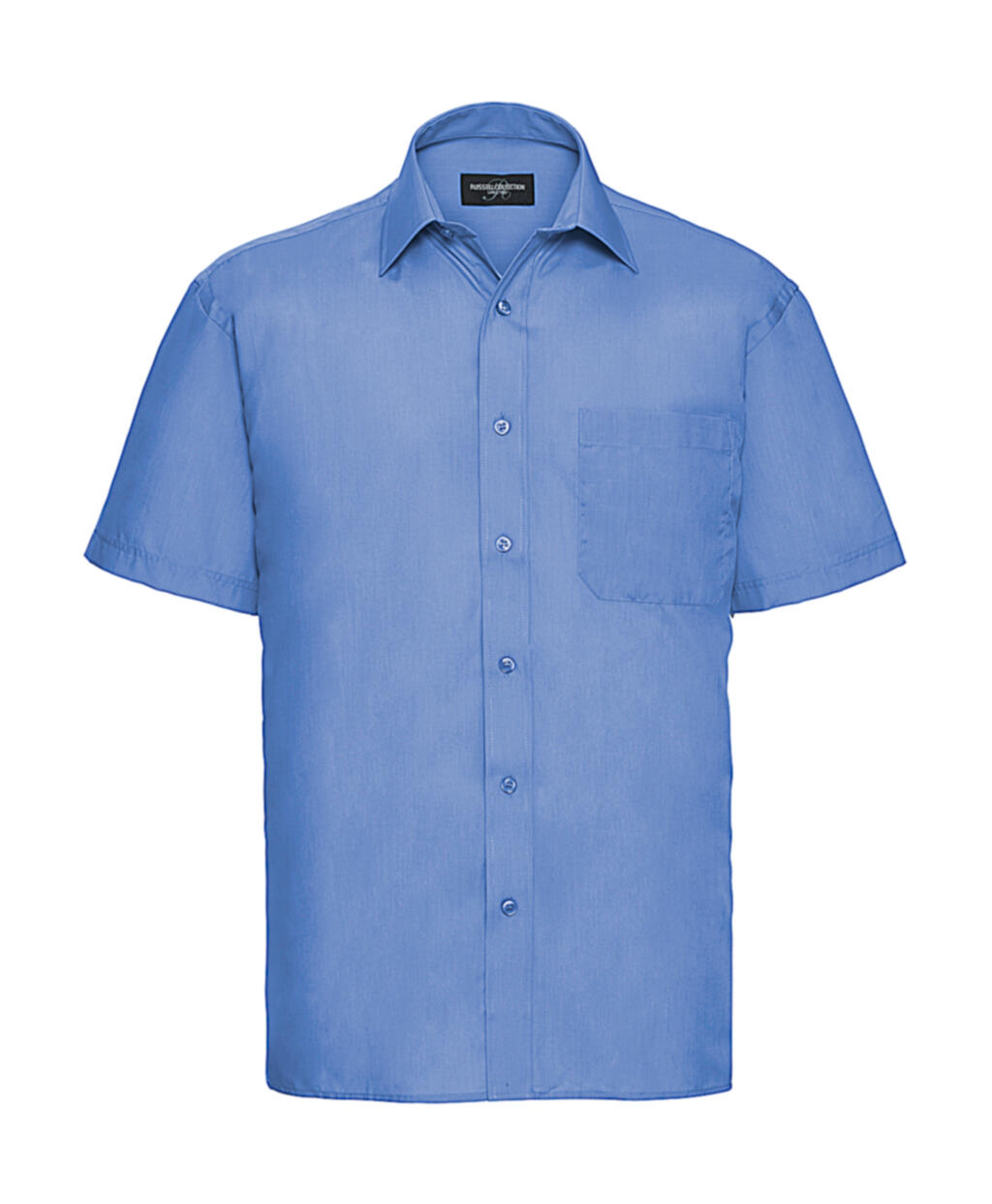 Camisa clásica de popelina de polialgodón de manga corta para hombre - CP - Azul Corporativo