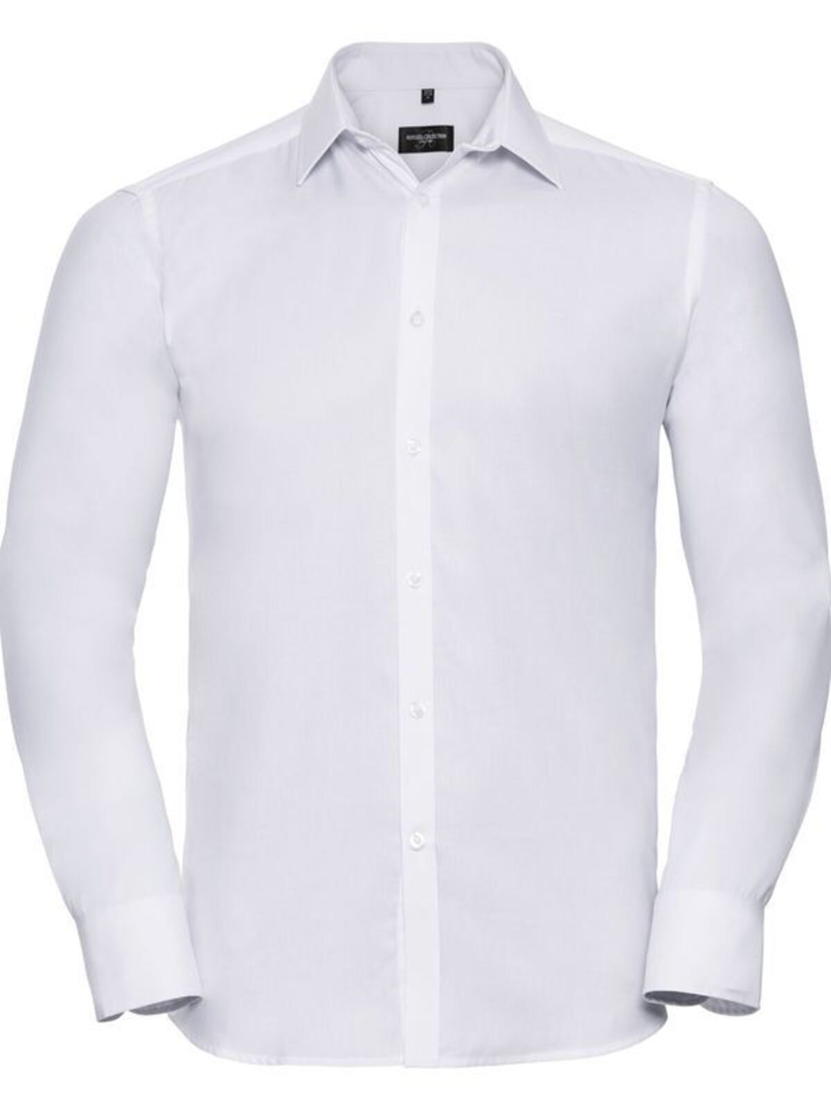 Camisa de manga larga a medida con estampado de espiga para hombre - 30 - Blanco
