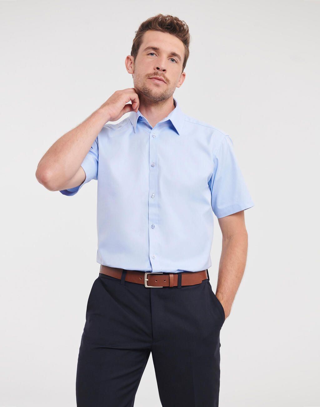 Camisa de manga larga a medida con estampado de espiga para hombre