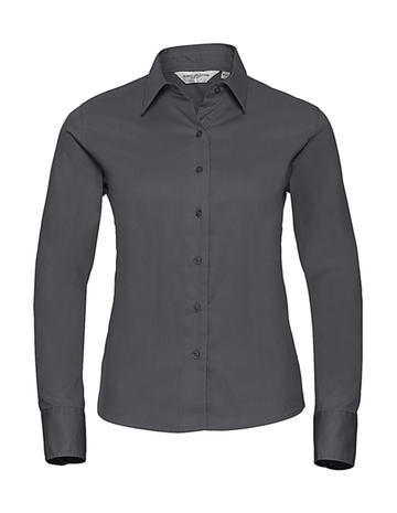 Camisa clásica de manga larga de sarga para mujer - XW - Zinc