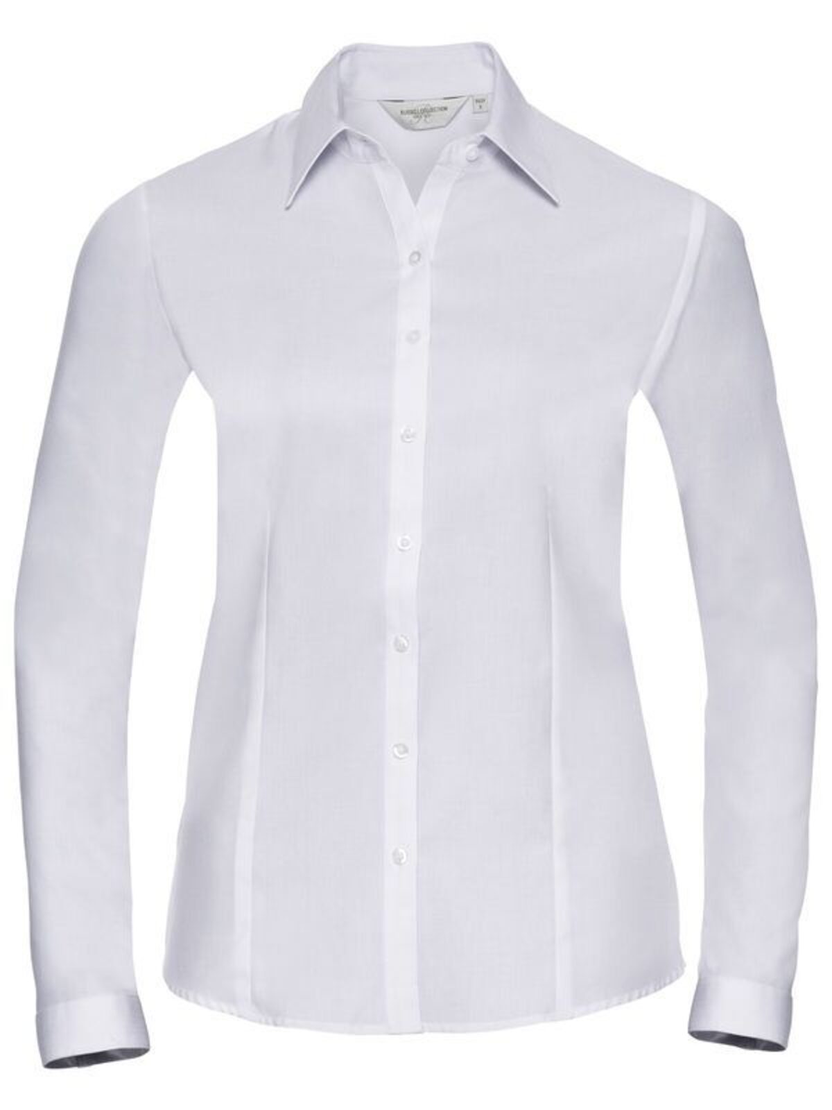 Camisa de manga larga entallada con estampado de espiga para mujer - 30 - Blanco