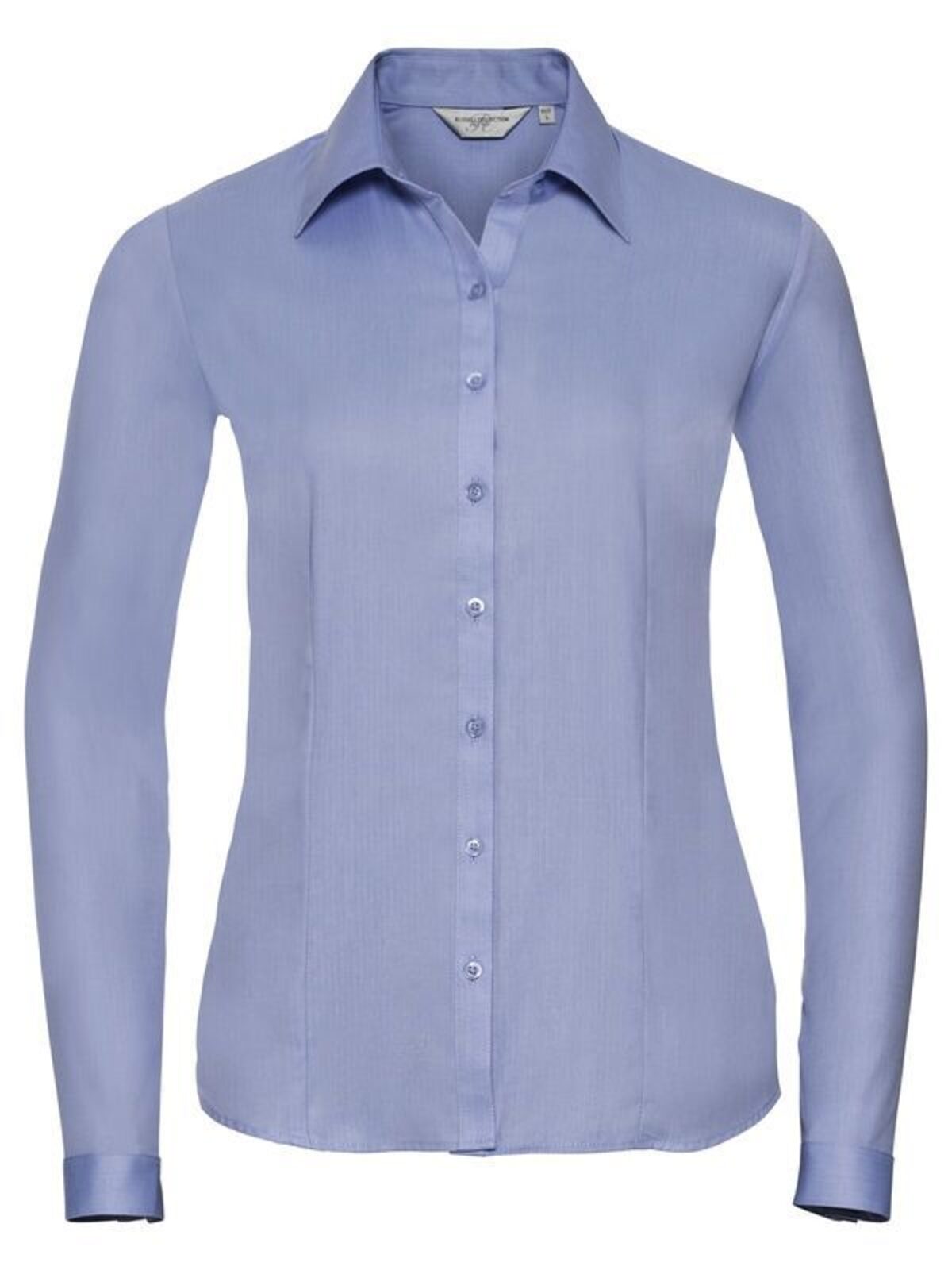 Camisa de manga larga entallada con estampado de espiga para mujer - 42 - Azul claro