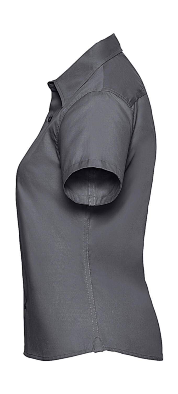 Camisa clásica de sarga de manga corta para mujer