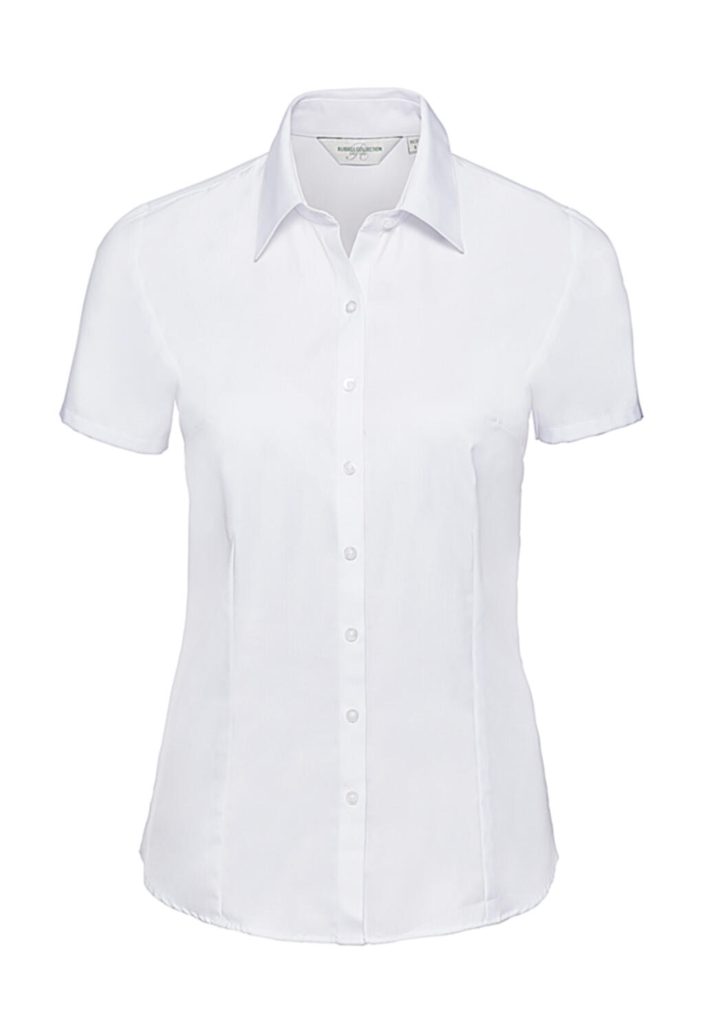 Camisa de manga corta entallada con estampado de espiga para mujer - 30 - Blanco