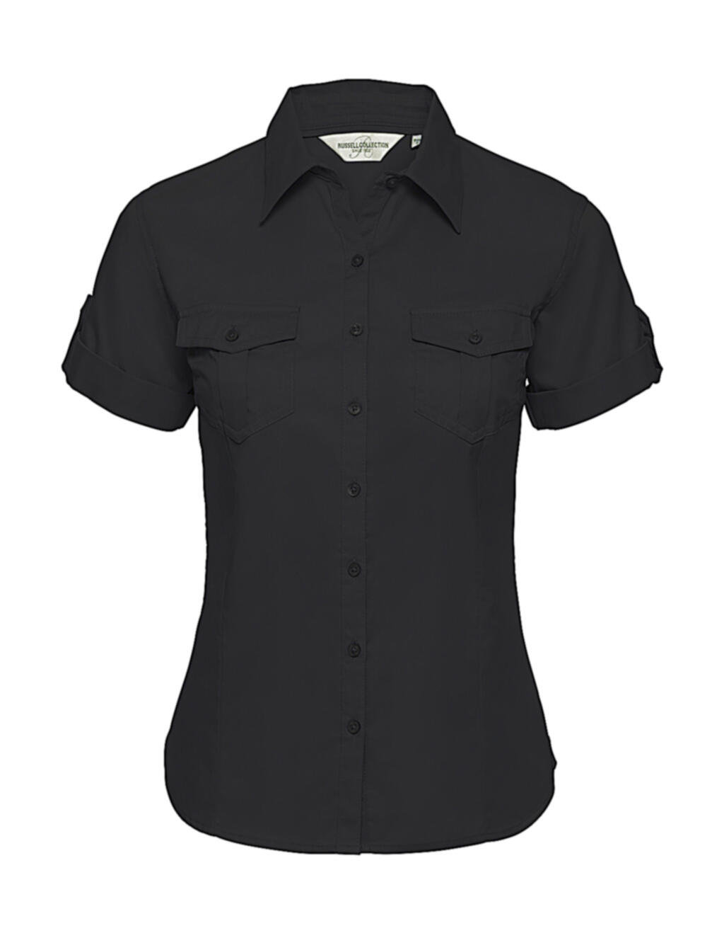Camisa de mujer de manga corta con puño - 36 - Negro