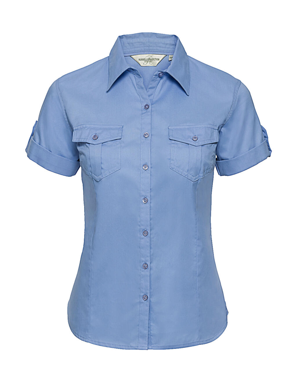 Camisa de mujer de manga corta con puño - BL - Azul