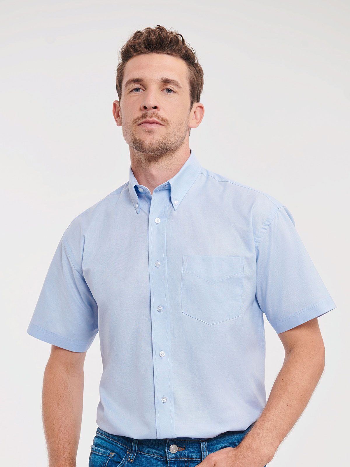 Camisa Oxford clásica de manga corta para hombre