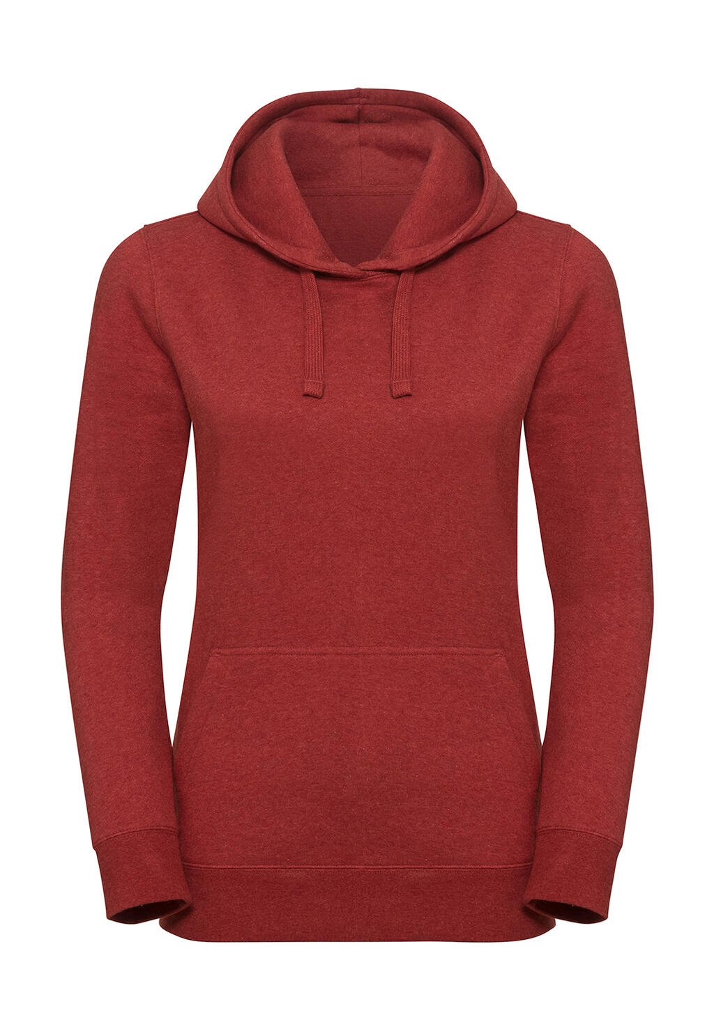 Sudadera con capucha auténtica de color melange para mujer - BM - Rojo ladrillo jaspeado