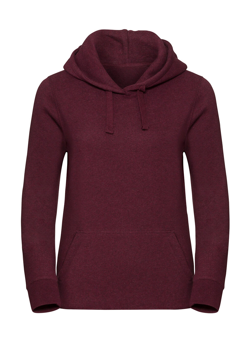 Sudadera con capucha auténtica de color melange para mujer - BD - Borgoña jaspeado