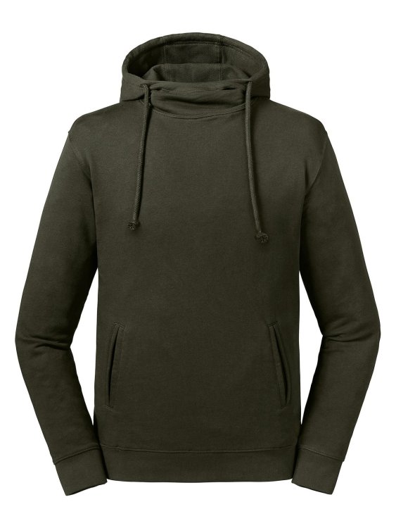 Sudadera con capucha y cuello alto de Pure Organic - DO - Oliva oscuro