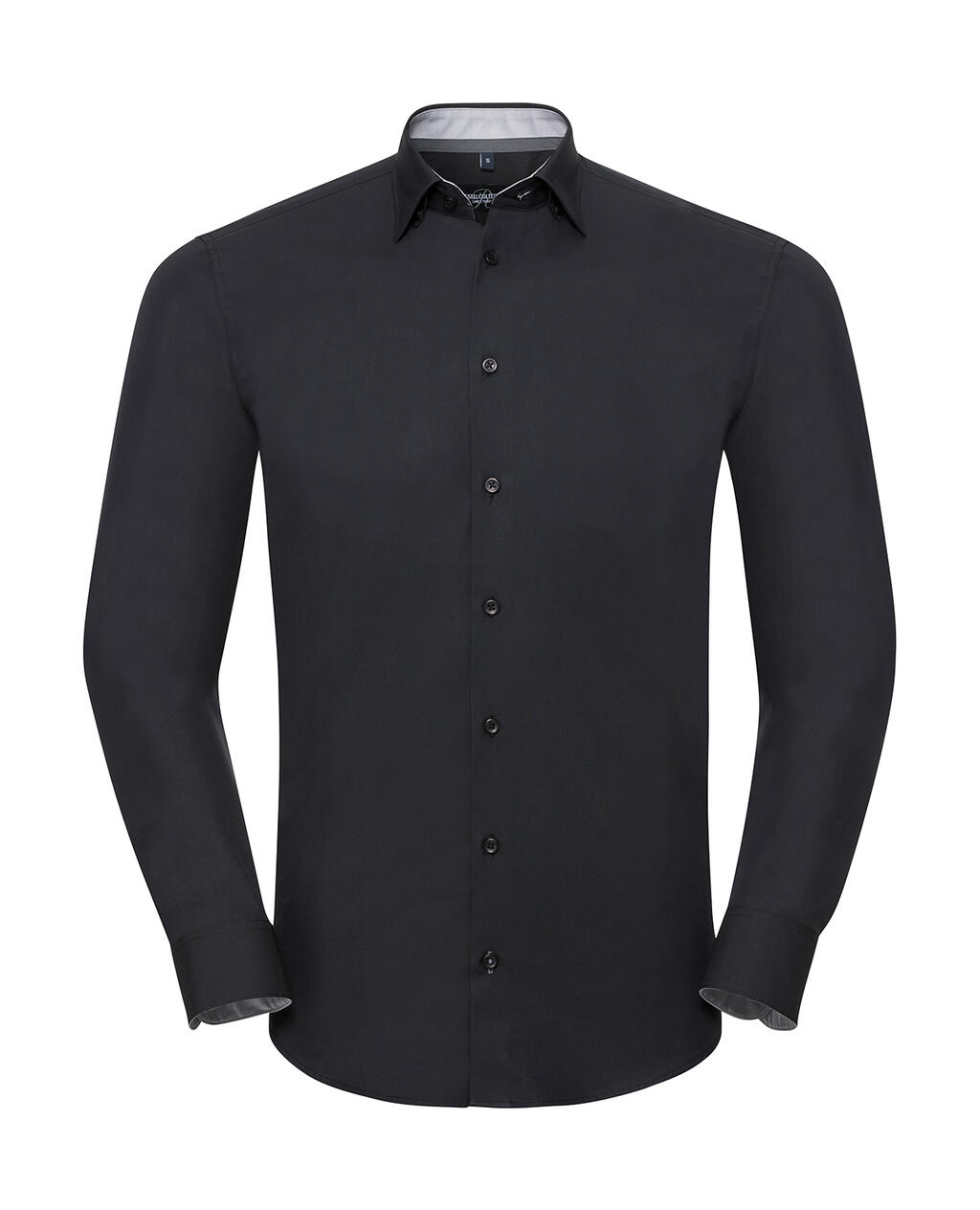 Camisa de manga larga ajustada con contraste y tejido elástico de máxima calidad. - Negro/Gris Oxford/Gris Convoy