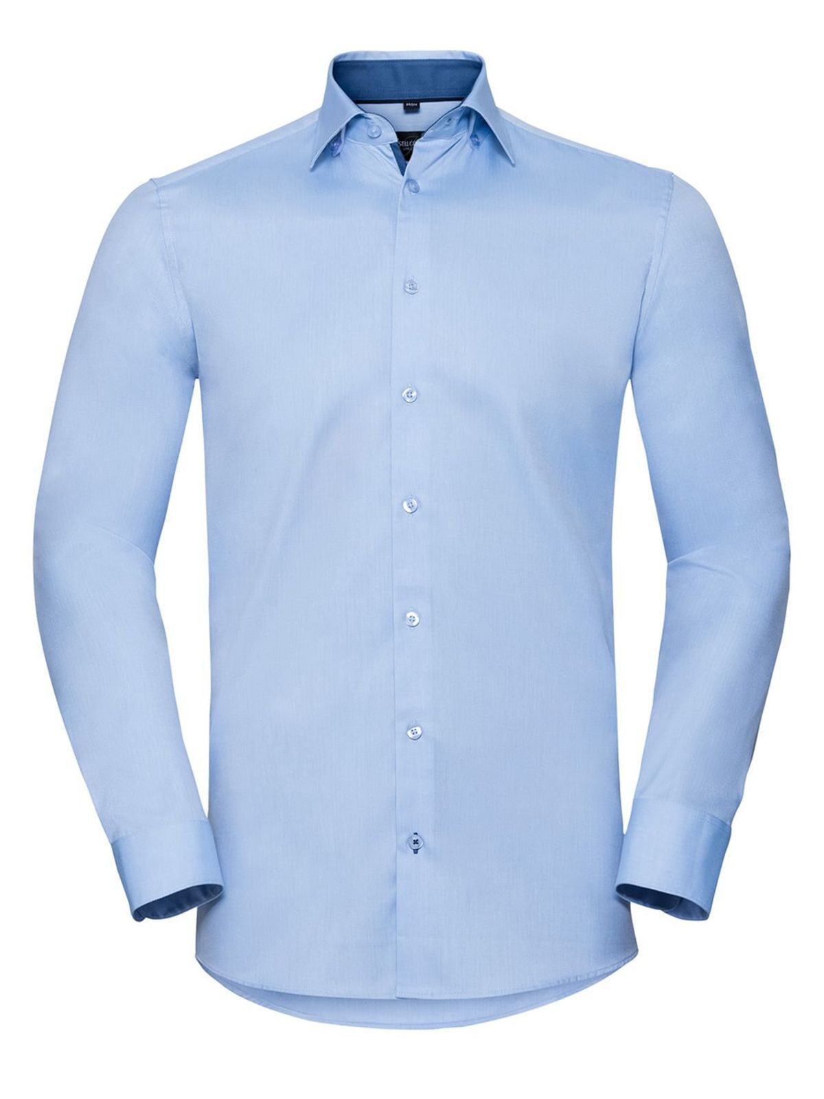 Camisa de manga larga para hombre con estampado de espiga en contraste. - LB - Azul Claro