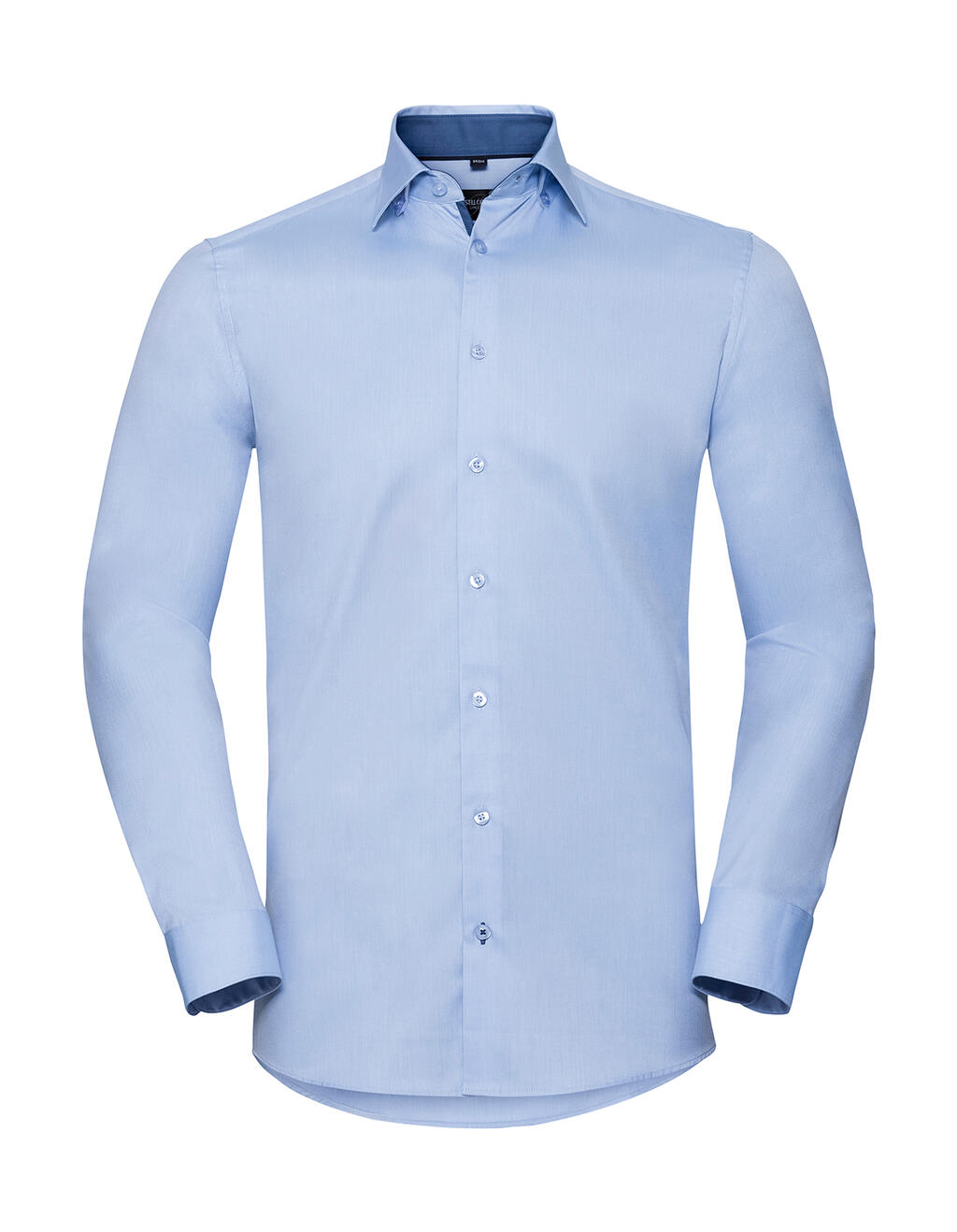 Camisa de manga larga para hombre con estampado de espiga en contraste. - Azul claro