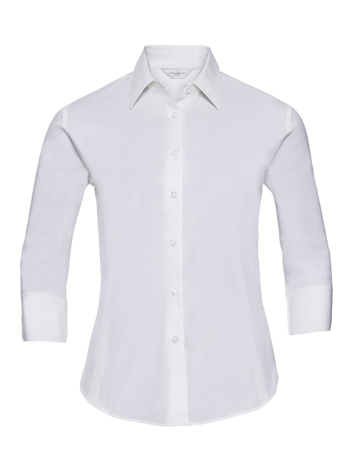 Camisa clásica de manga larga de popelina de algodón puro para mujer. - 30 - Blanco
