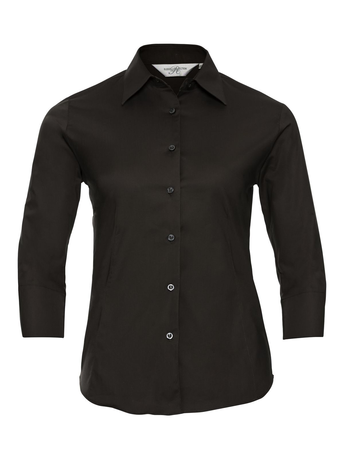 Camisa clásica de manga larga de popelina de algodón puro para mujer. - CQ - Chocolate