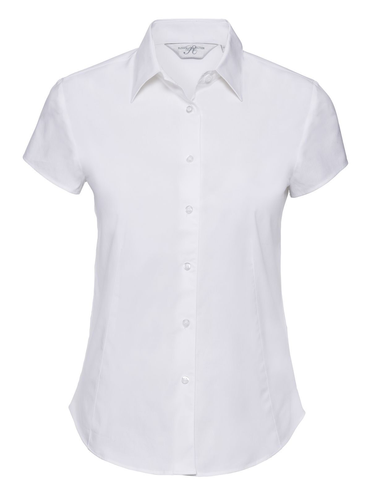 Camisa ajustada de manga corta para mujer, de fácil cuidado. - 30 - Blanco