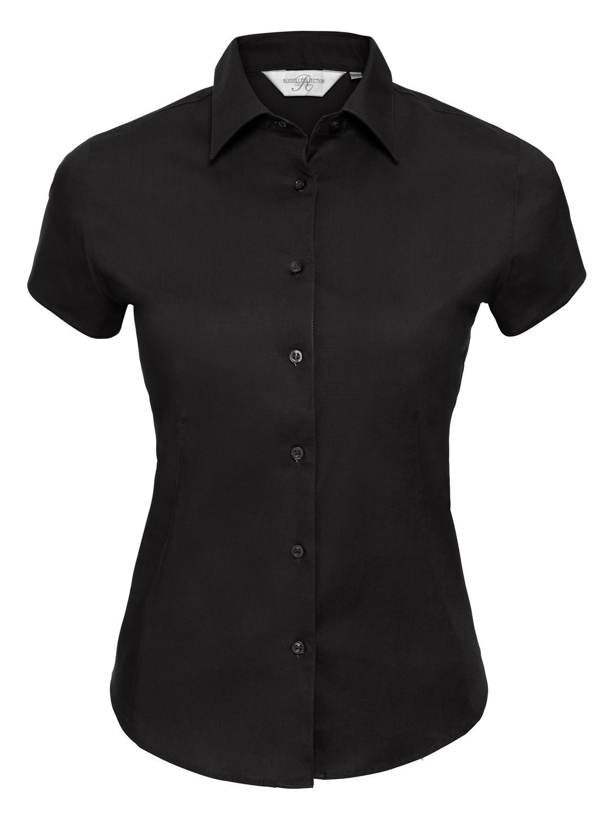 Camisa ajustada de manga corta para mujer, de fácil cuidado. - 36 - Negro