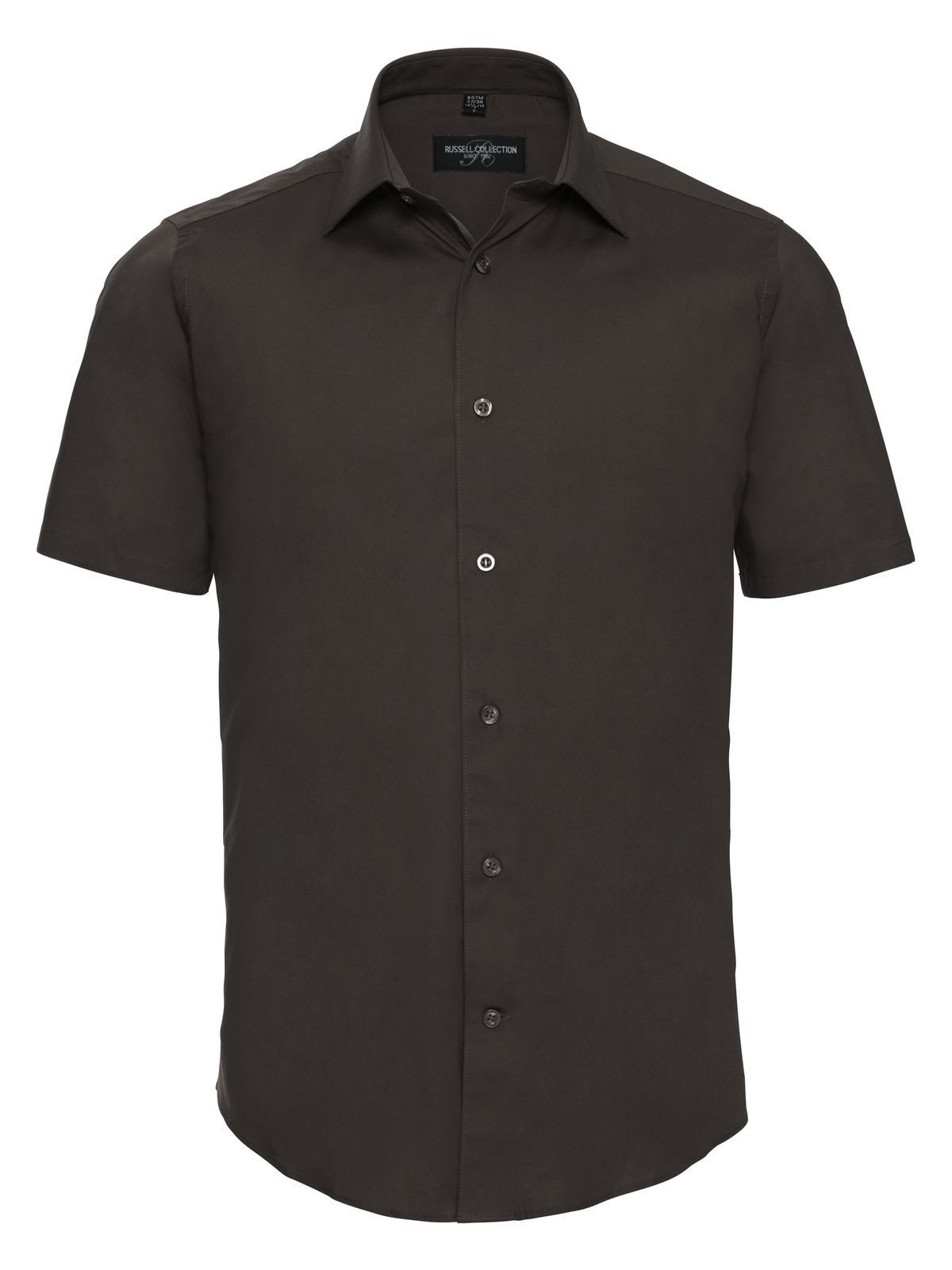 Camisa elástica ajustada de manga corta para hombre - CQ - Chocolate