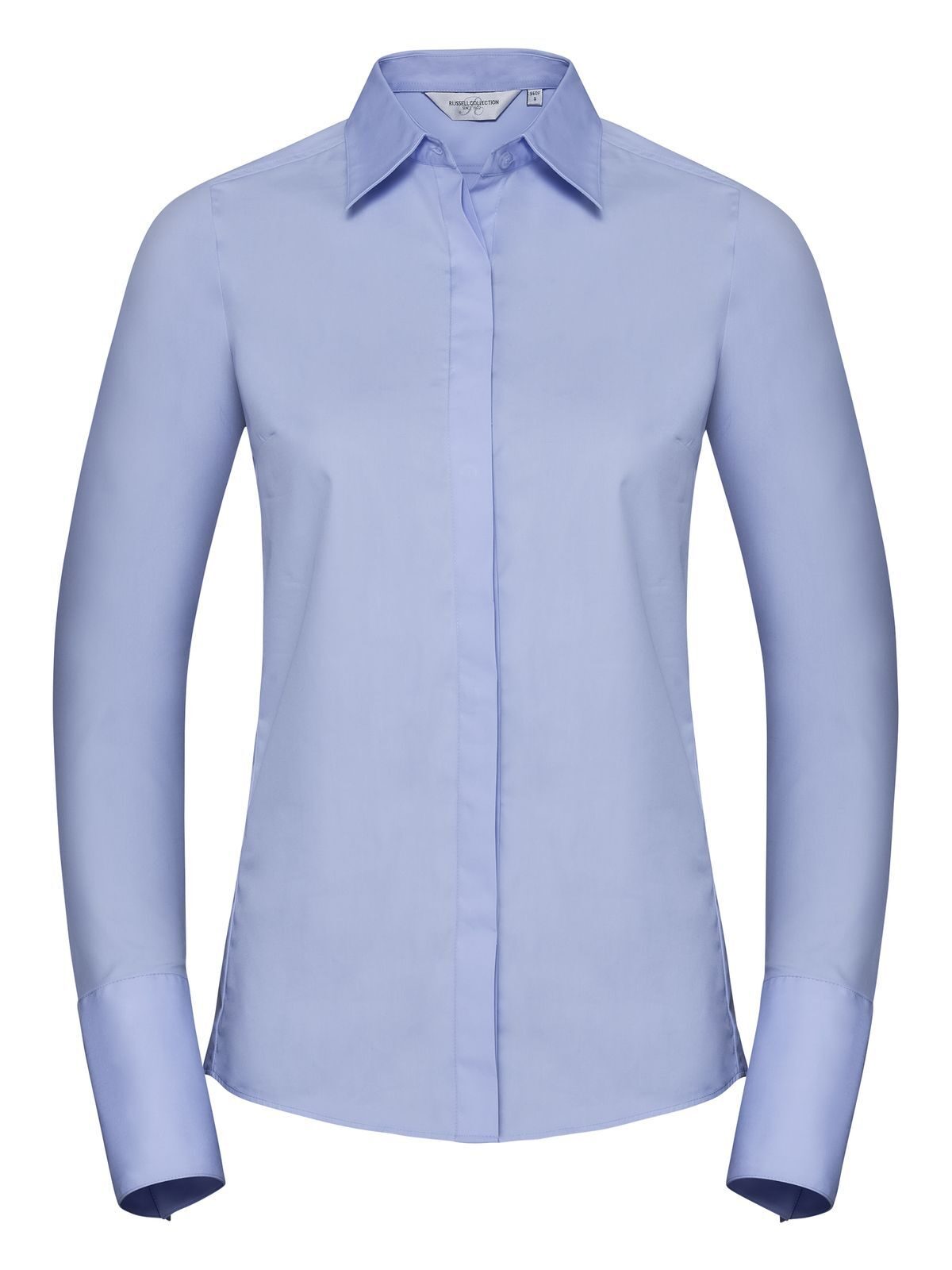 Camisa ajustada de manga larga para mujer, de tejido elástico de máxima calidad. - BZ - Cielo brillante