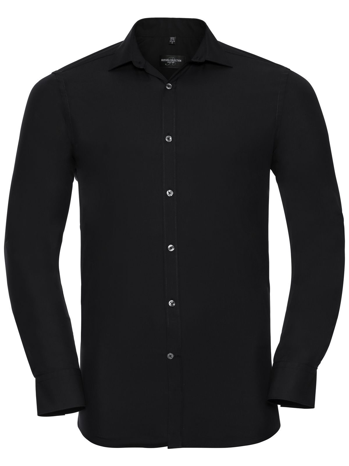 Camisa ajustada de manga larga para hombre con tejido elástico de máxima calidad. - 36 - Negro