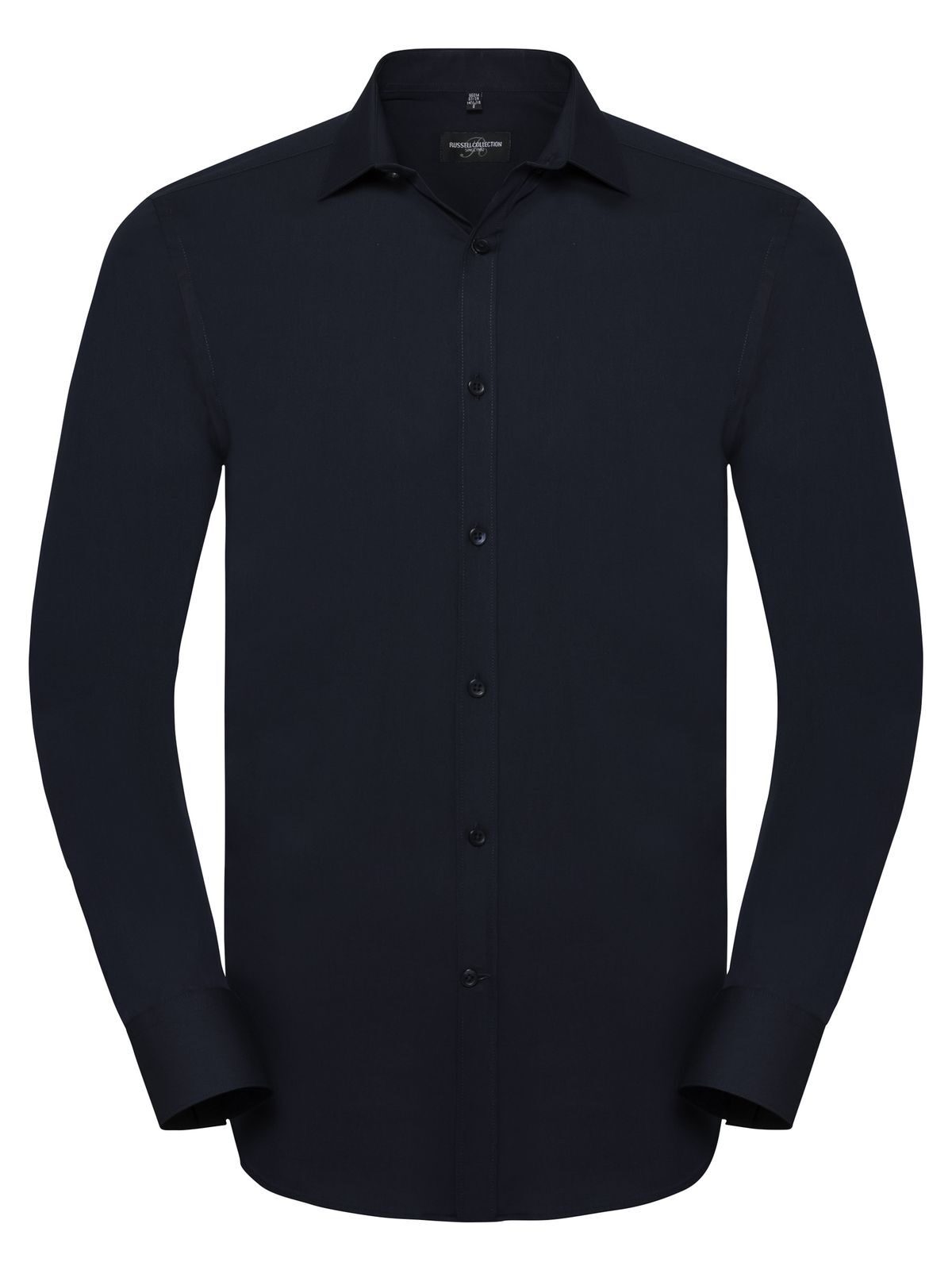 Camisa ajustada de manga larga para hombre con tejido elástico de máxima calidad. - Azul marino brillante/Azul Oxford/Blanco