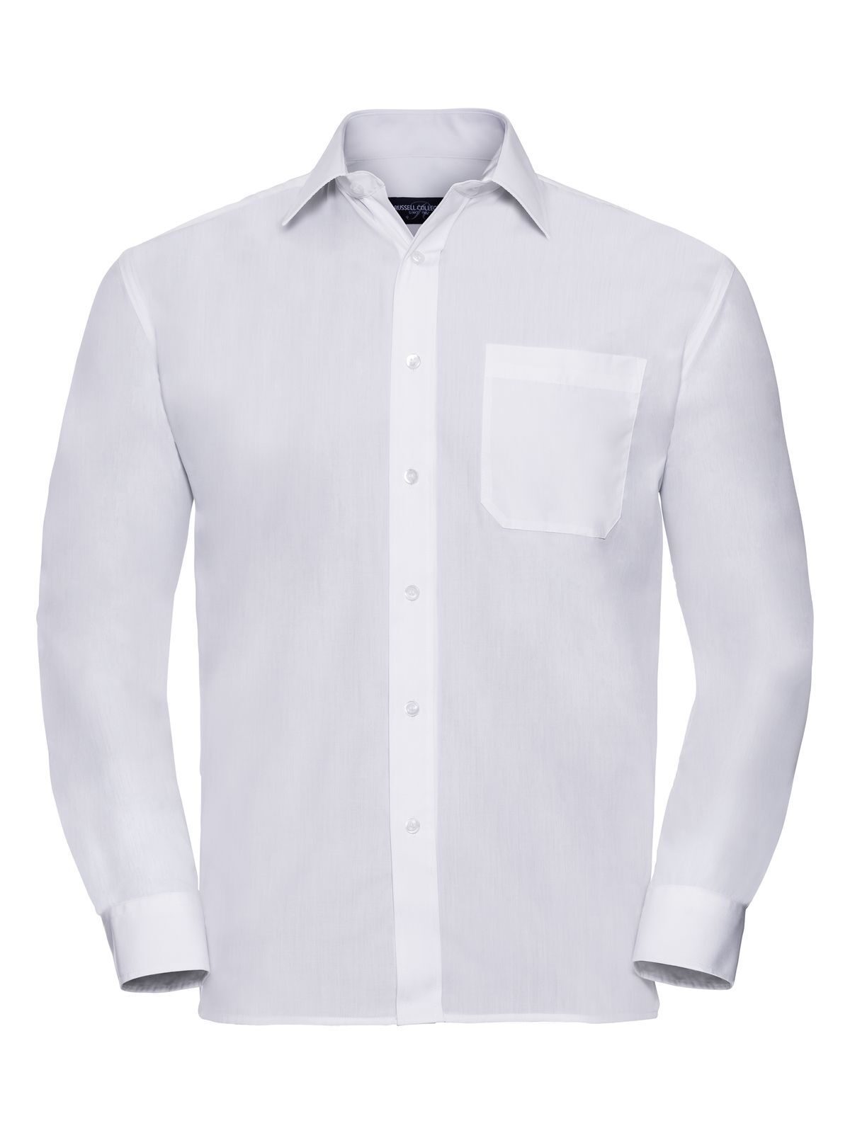 Camisa clásica de popelina de polialgodón de manga larga para hombre - 30 - Blanco