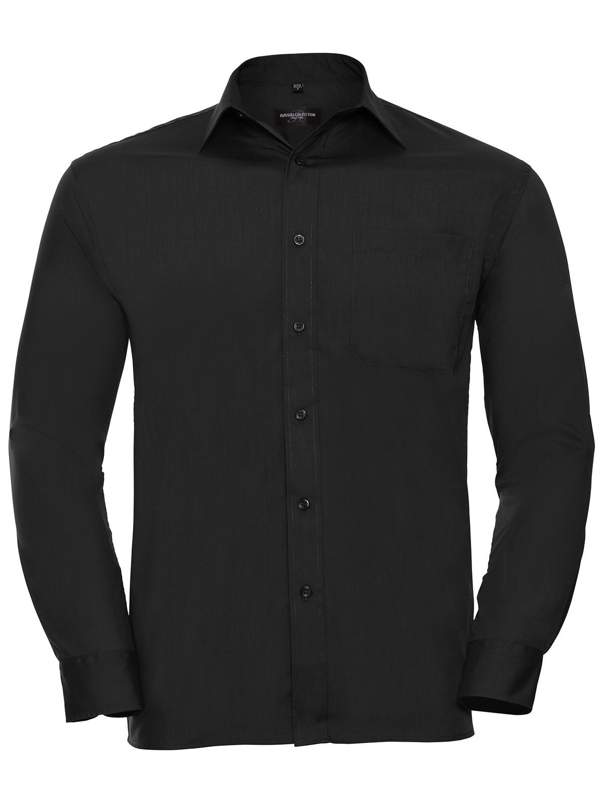Camisa clásica de popelina de polialgodón de manga larga para hombre - 36 - Negro