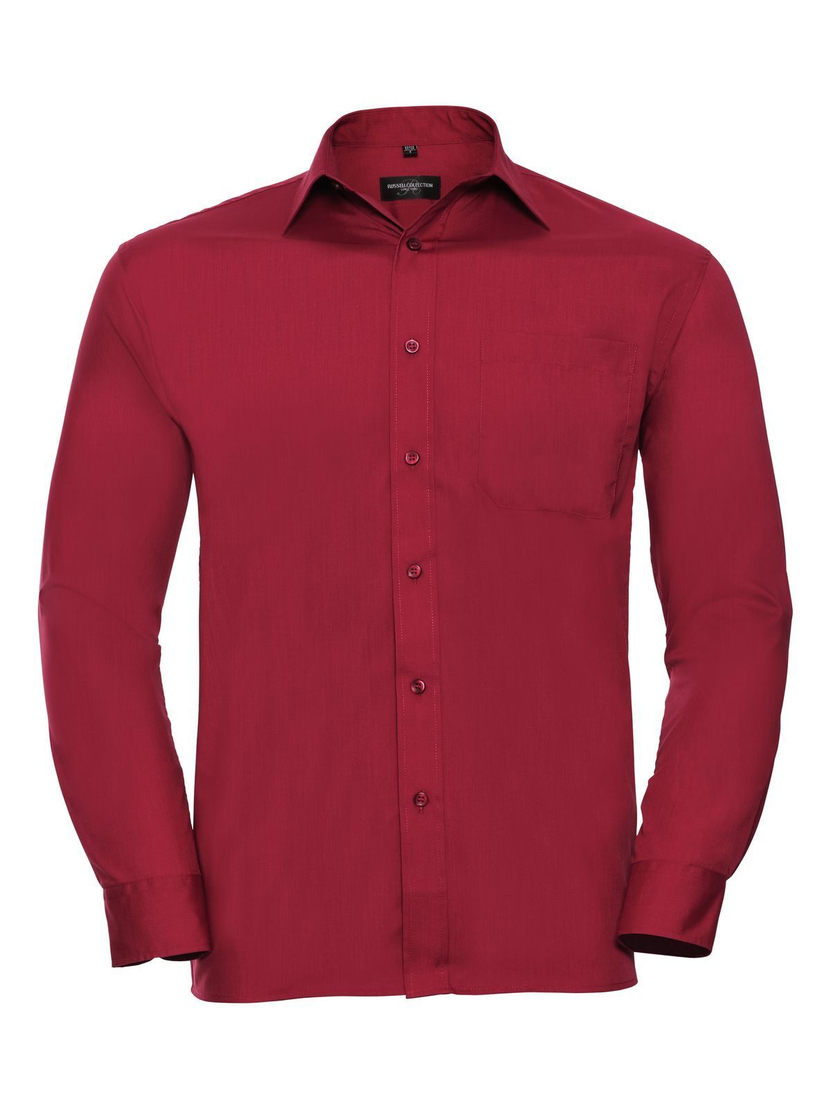 Camisa clásica de popelina de polialgodón de manga larga para hombre - CR - Rojo Clásico