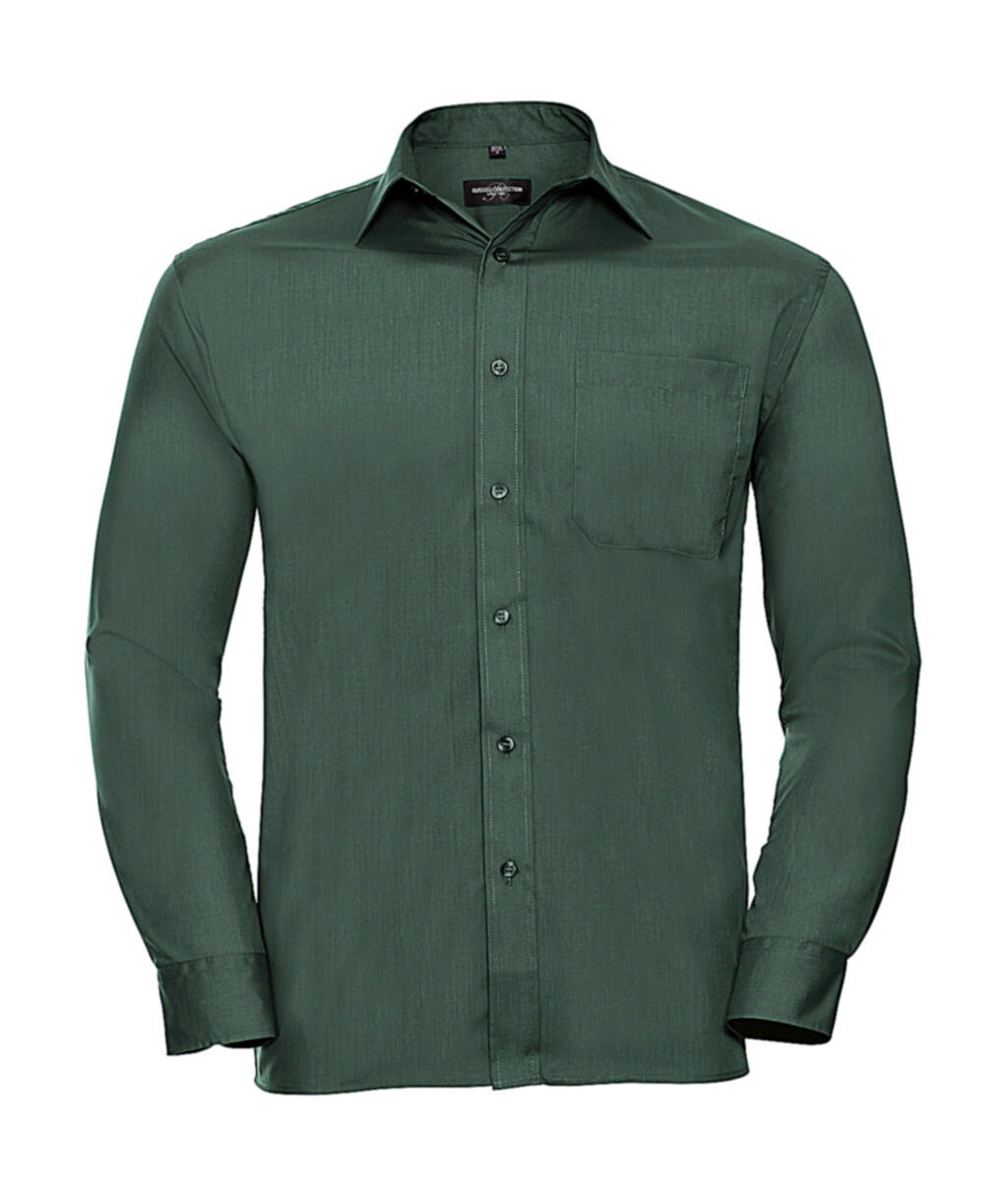Camisa clásica de popelina de polialgodón de manga larga para hombre - 38 - Verde botella