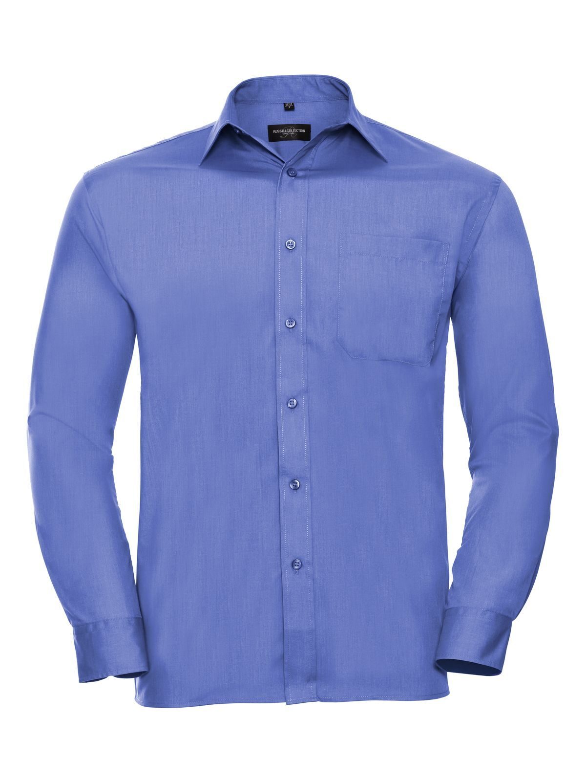 Camisa clásica de popelina de polialgodón de manga larga para hombre - CP - Azul Corporativo