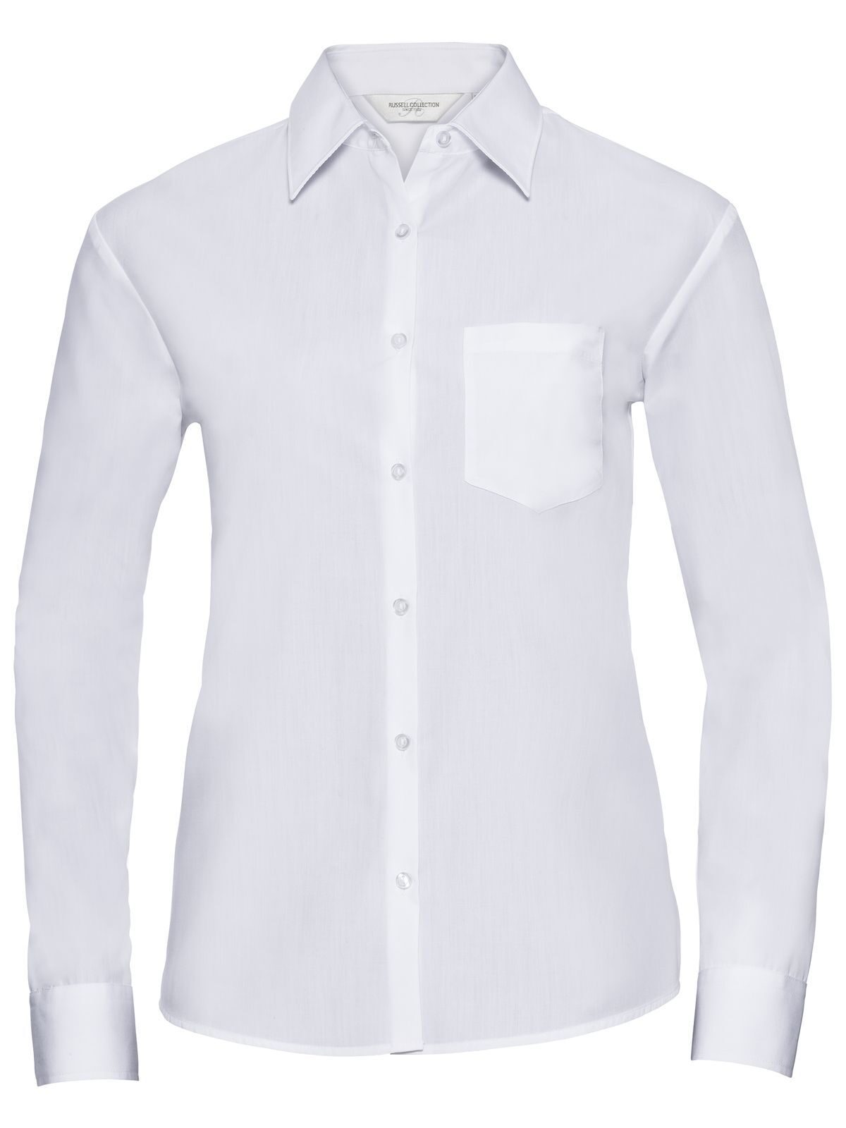 Camisa clásica de popelina de polialgodón de manga larga para mujer - 30 - Blanco
