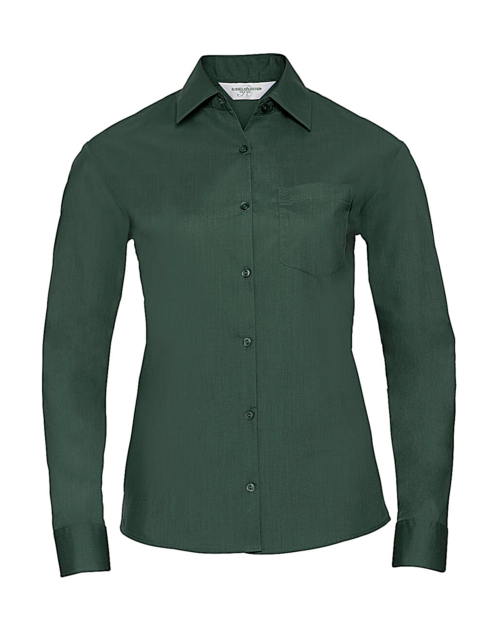 Camisa clásica de popelina de polialgodón de manga larga para mujer - 38 - Verde botella