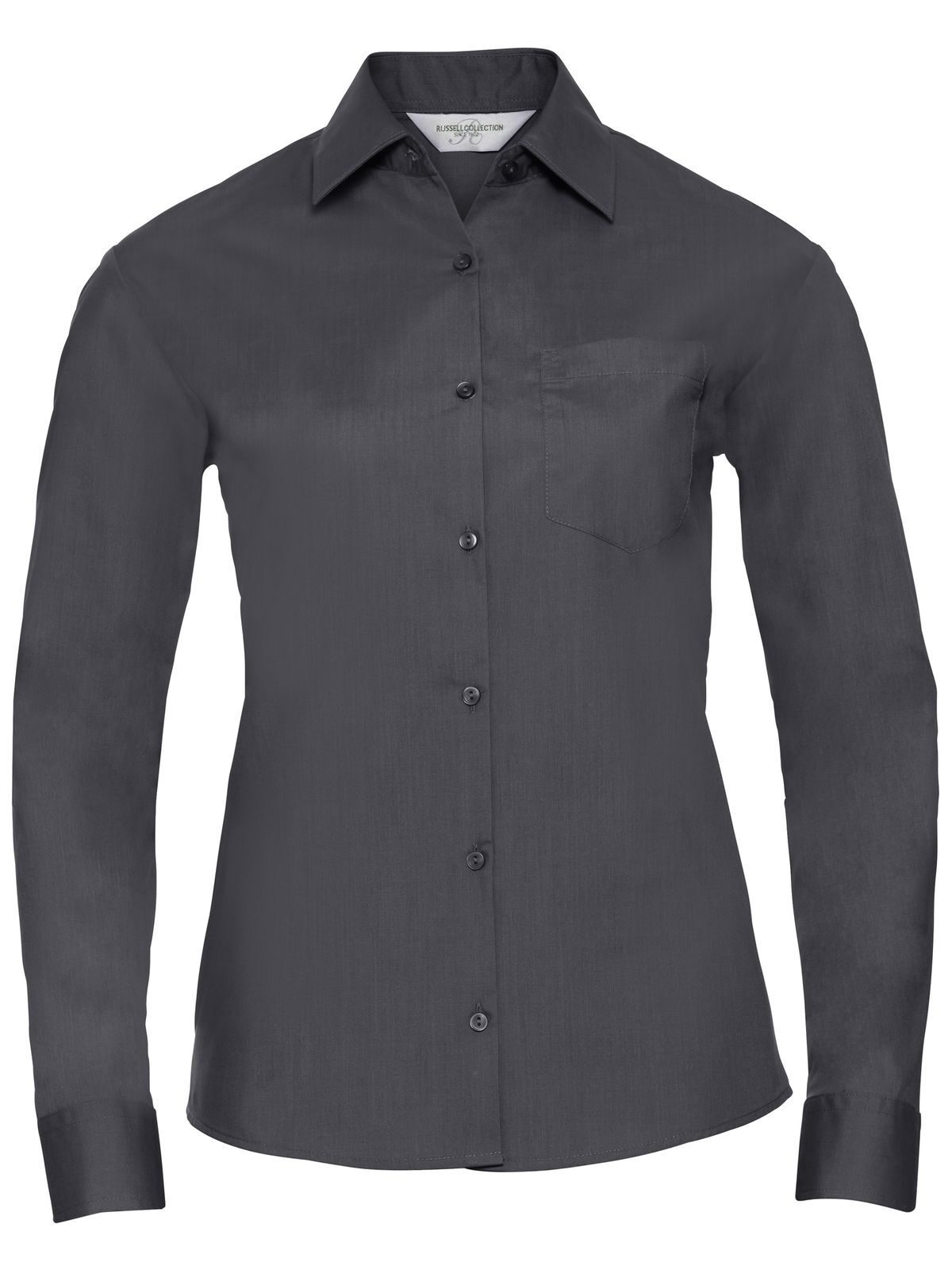 Camisa clásica de popelina de polialgodón de manga larga para mujer - CG - Gris Convoy