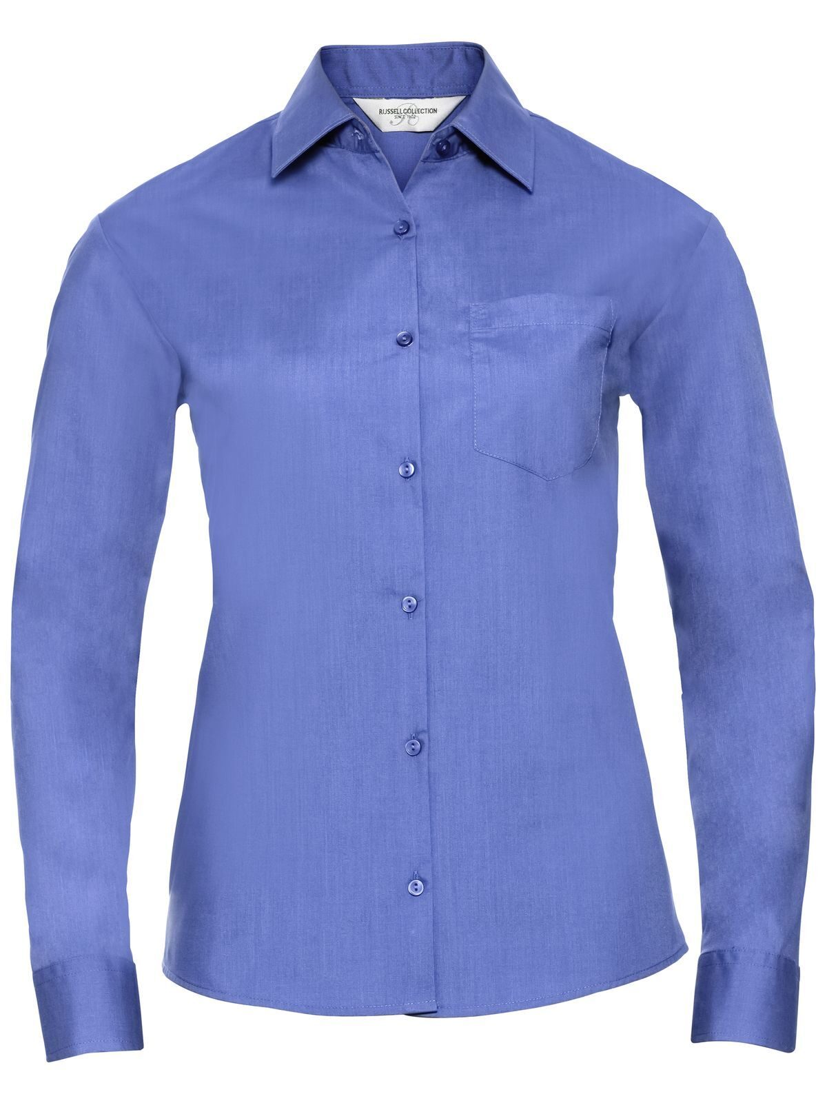 Camisa clásica de popelina de polialgodón de manga larga para mujer - CP - Azul corporativo